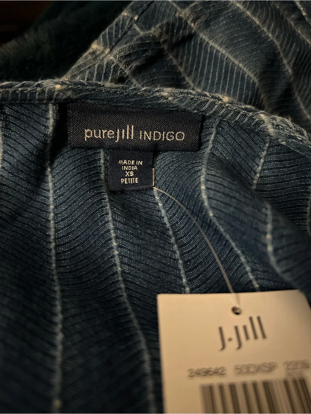 J. Jill Pure Jill Indigo Naples Wash Maxi Dress XSP Petite NWT Blue Belted - Picture 2 of 8